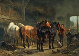 Pferde Im Stall by Wouterus Verschuur