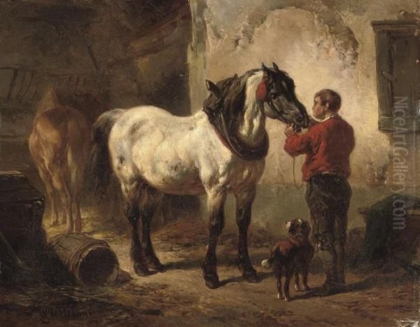 Tending To The Horses - view 1