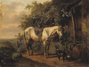 By A Farmhouse by Wouterus Verschuur