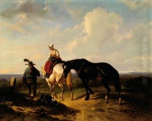 Travellers And Horses On A Sand Road Travellers And Horses On A Sand Road