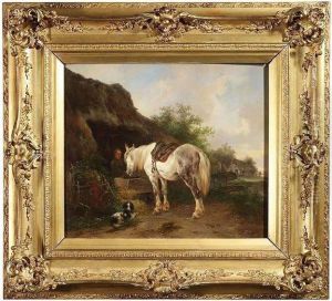 Peasant Witha Grey Horse At A Drinking Through by Wouterus Verschuur