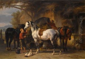 Tending The Horses by Wouterus Verschuur