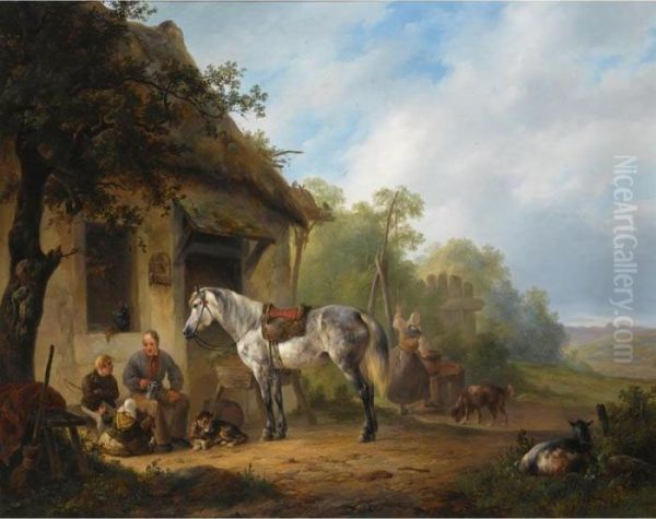 Figures Near A Farmstead - view 1