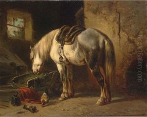 A Grey Horse In A Stable by Wouterus Verschuur