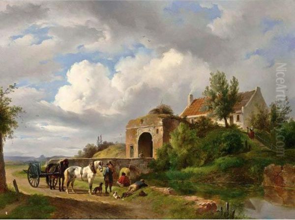 Anglers And A Traveller On The Waterside - view 1