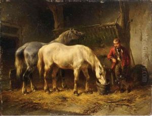 Feeding The Horses by Wouterus Verschuur