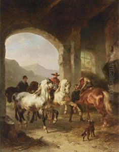 Horses Entering A Stable Horses Entering A Stable