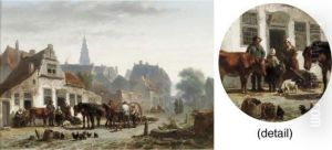 Loading A Malle Jan In A Village Street by Wouterus Verschuur