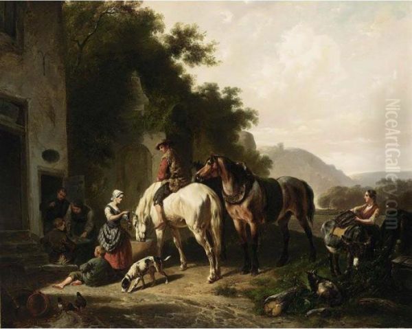 Travellers With Horses Near An Inn - view 1