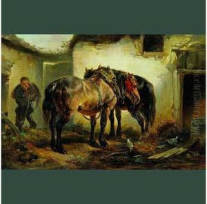 Chevaux Dans La Ferme by Wouterus Verschuur