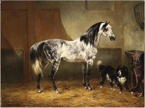 A Horse And A Dog In A Stable