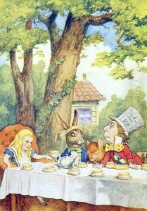 The Mad Hatters Tea Party, illustration from Alice in Wonderland by Lewis Carroll 1832-9 by John Tenniel