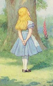 Alice and the Cheshire Cat, illustration from Alice in Wonderland by Lewis Carroll 1832-9 by John Tenniel