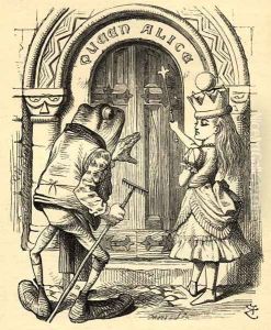 Alice and the Frog, illustration from Through the Looking Glass by Lewis Carroll 1832-98 first published 1871 by John Tenniel