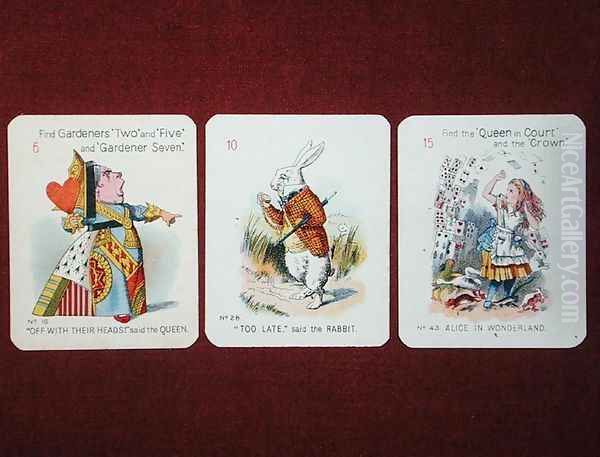 Three Happy Family cards depicting characters from Alice in Wonderland by Lewis Carroll 1832-98 adapted by Emily Gertrude Thomson d.1932 early 20th century - view 1