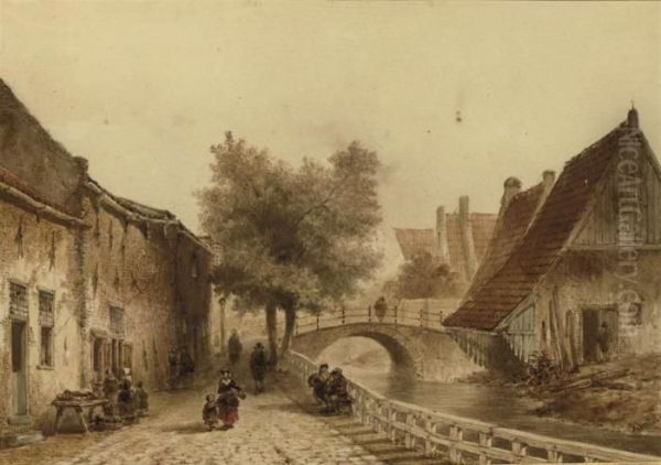 Figures In A Dutch Town - view 1