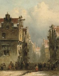 A Busy Market Day by Pieter Gerard Vertin