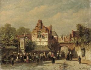 A Busy Market In Summer by Pieter Gerard Vertin