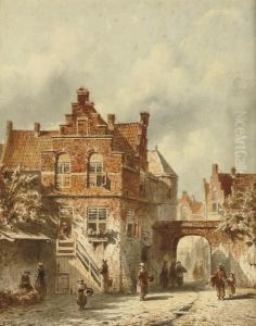 A Busy Day In A Sunlit Dutch Town
