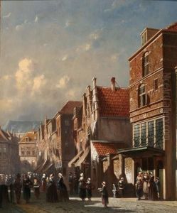 Zonnig Stadsgezicht Te Alkmaar by Pieter Gerard Vertin