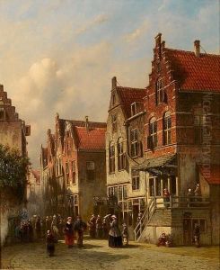 A Dutch Town With Figures