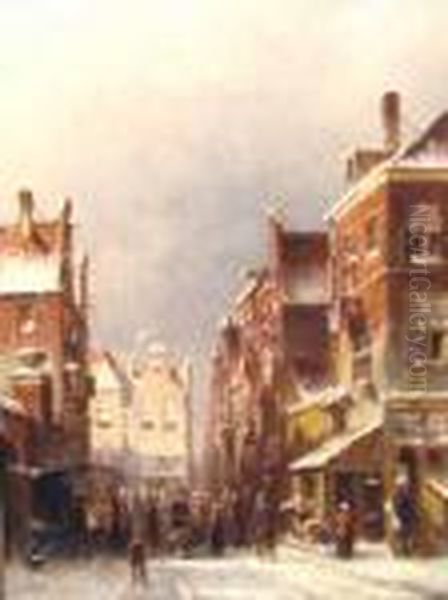 Oil On Panel, A Busy Dutch
Street,indistinctly Signed Lower Left, Verso Remnant Of Label
...lijke...kleykamp; Measurements: 25cm X 19cm - view 1