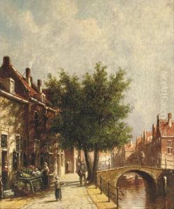A Market Stall Along A Canal In Summer