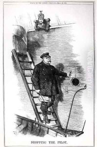 Dropping the Pilot, caricature of Otto von Bismarck 1815-98 and Kaiser Wilhelm II 1797-1888 from Punch, or The London Charivari, 29th March 1890