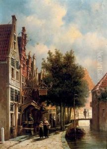 Shops Along A Sunlit Canal