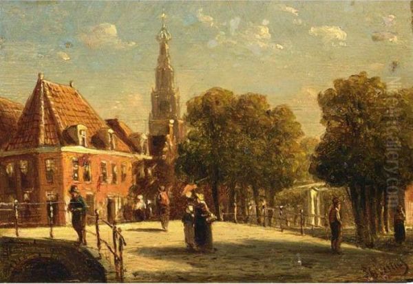 Figures On A Bridge In Alkmaar - view 1