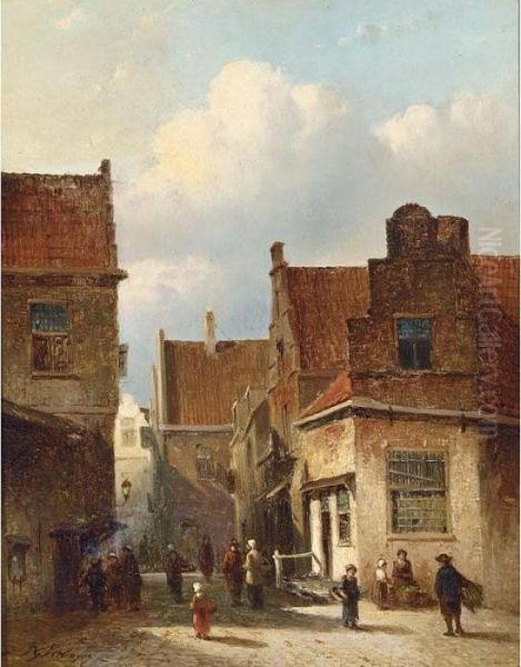 Figures In A Sunlit Dutch Town - view 1