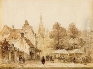 Market Day In A Dutch Town by Pieter Gerard Vertin