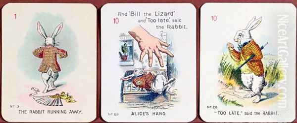 Three Happy Family cards depicting characters from Alice in Wonderland by Lewis Carroll (1832-98) adapted by Emily Gertrude Thomson d.1932 early 20th century - view 1