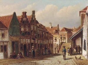 Townsfolk In A Dutch Street