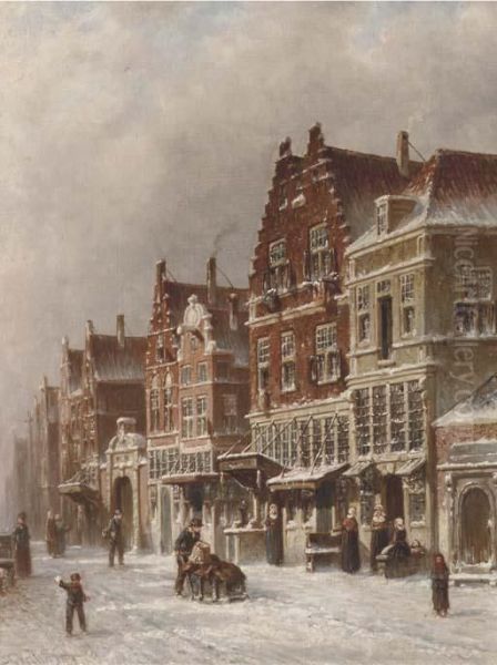 Winter: A Sunlit Street In A Dutch Town - view 1