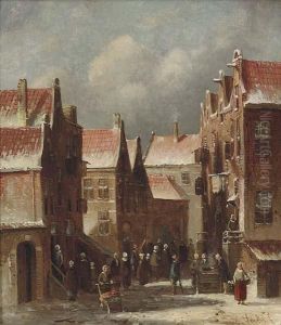 A Dutch Street Scene by Pieter Gerard Vertin
