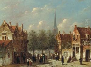 Townsfolk In A Sunlit Street