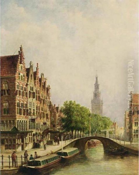 A View Of A Canal With The Westerkerk In The Background, Amsterdam - view 1