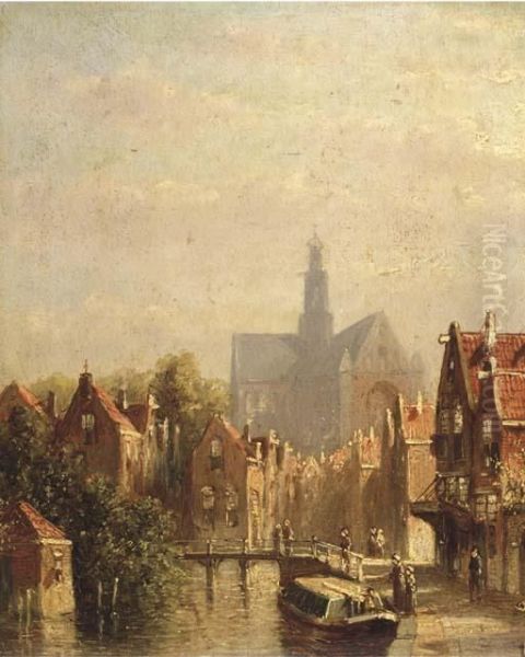 A Canal Scene In A Dutch Town - view 1