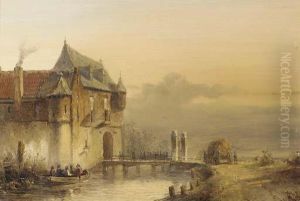 Infantrists On A Bridge Entering A Castle