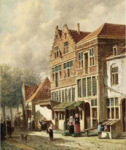 Villagers In The Streets Of A Dutch Town