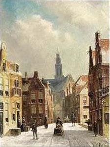 A Snowy Street In A Dutch Town