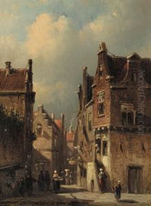 Townsfolk In A Street by Pieter Gerard Vertin