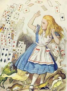 The Shower of Cards, illustration from Alice in Wonderland by Lewis Carroll 1832-98 by John Tenniel