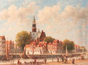 A View Of The Schans, Maassluis, With The Grote Kerk Beyond