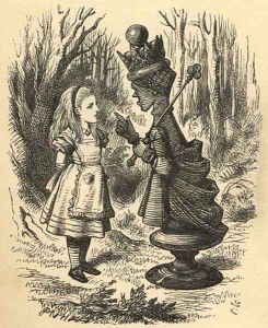 Alice and the Red Queen, illustration from Through the Looking Glass by Lewis Carroll 1832-98 first published 1871 2 by John Tenniel