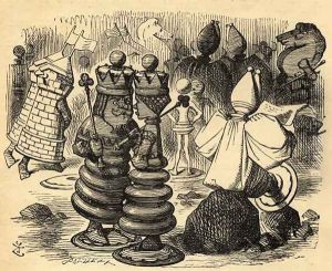 The Chess Players, illustration from Through the Looking Glass by Lewis Carroll 1832-98 first published 1871 by John Tenniel