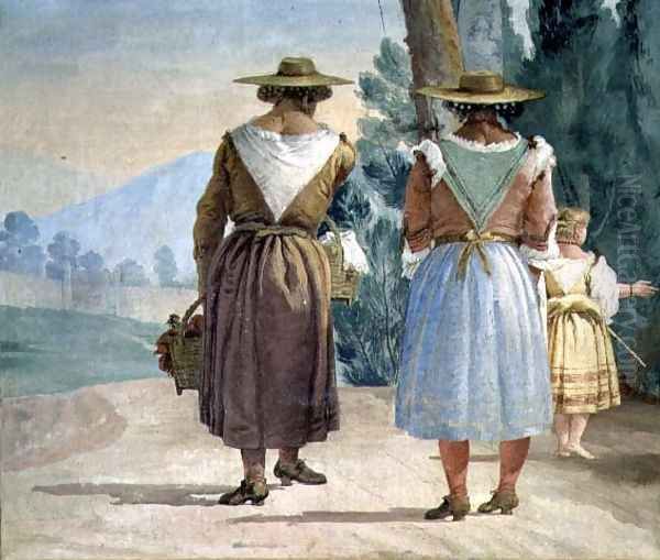 Two Peasant Women and a Child Seen from Behind, from the Foresteria Guesthouse 1757 - view 1