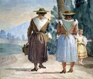 Two Peasant Women and a Child Seen from Behind, from the Foresteria Guesthouse 1757 by Giovanni Domenico Tiepolo