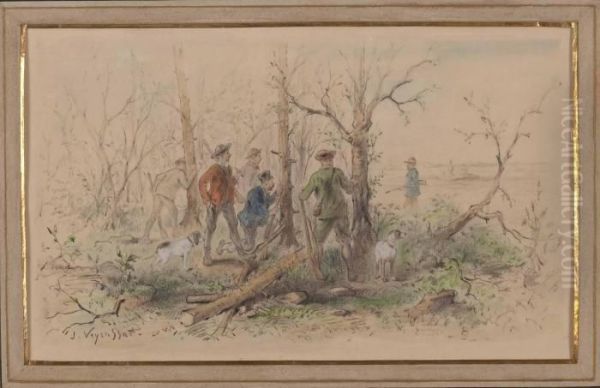 Jagergruppe In Waldlandschaft - view 1